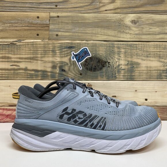 Hoka One One Bondi 7 Athletic Running Sneakers Men’s Size 12 Blue Yellow - Picture 5 of 12